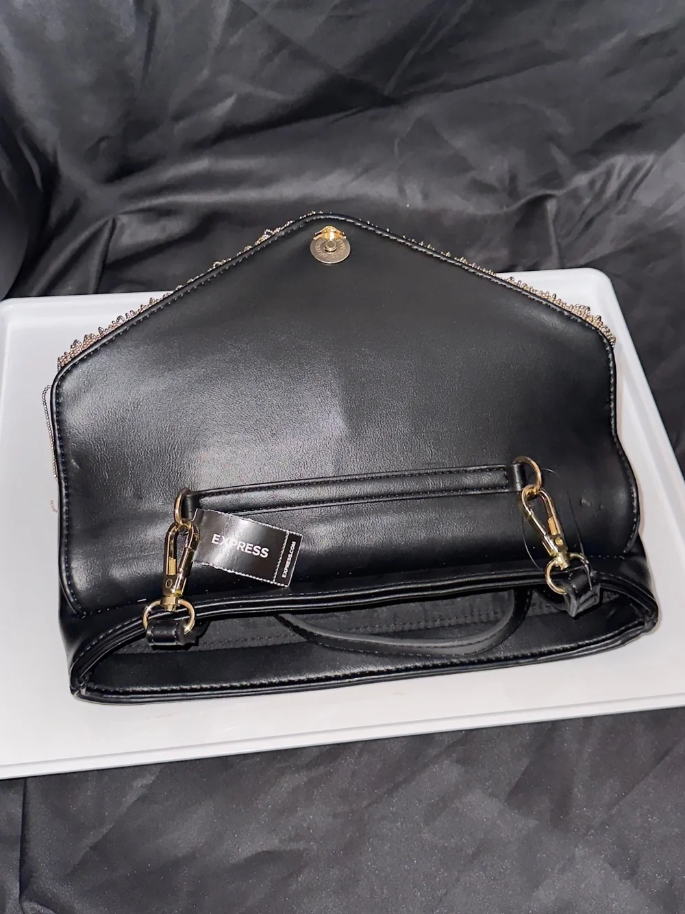 Express Black Gold Chain Fringe Crossbody Statement Bag | Brand New with Tags